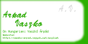 arpad vaszko business card